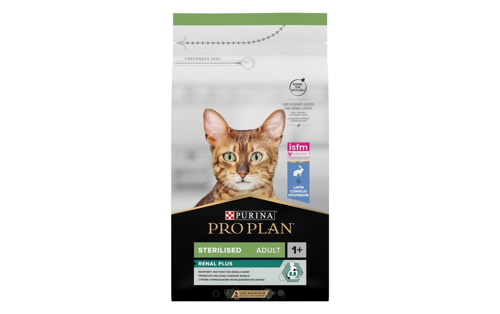 Purina Pro Plan Alimentation sèche Stérile. Renal Plus Adult avec lapin 1.5 kg