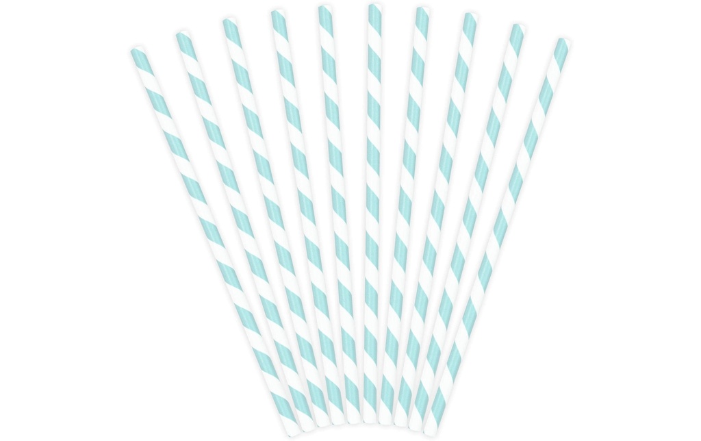 Partydeco Paille 19,5 cm, 10 Pièce/s, Bleu clair/Blanc