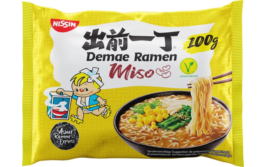 Nissin Food Demae Ramen Soupe de nouilles Miso Veggie 100 g