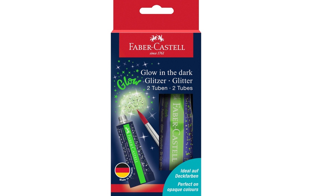 Faber-Castell Pasta glitterata Glow in the dark 2 tubes de 12 ml