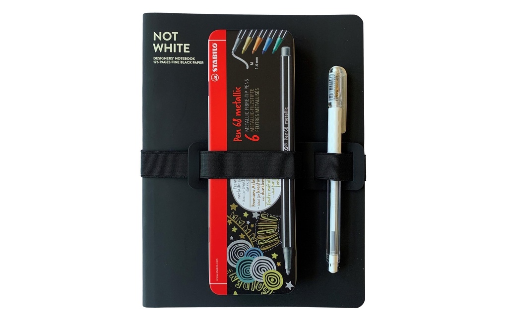 Nuuna Cahier à colorier Not White & Stabilo Pen 68, 22 x 16.5 cm