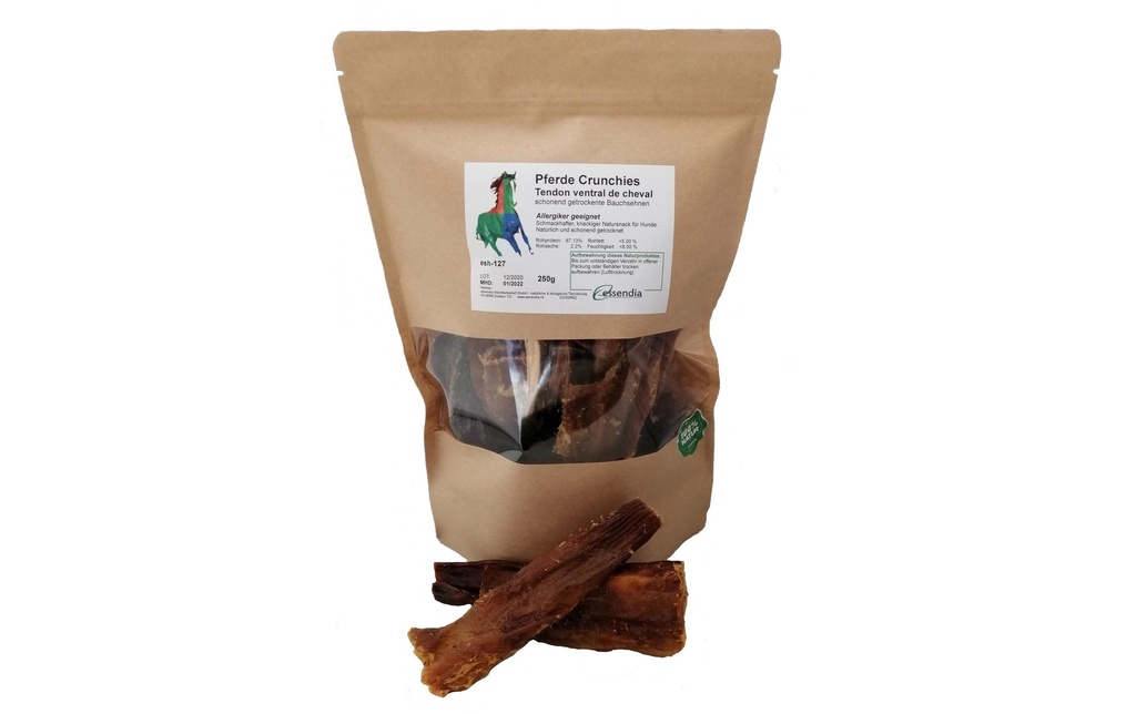 essendia Produit à mâcher  Crunchies pour chevaux Tendons abdominaux, 250 g