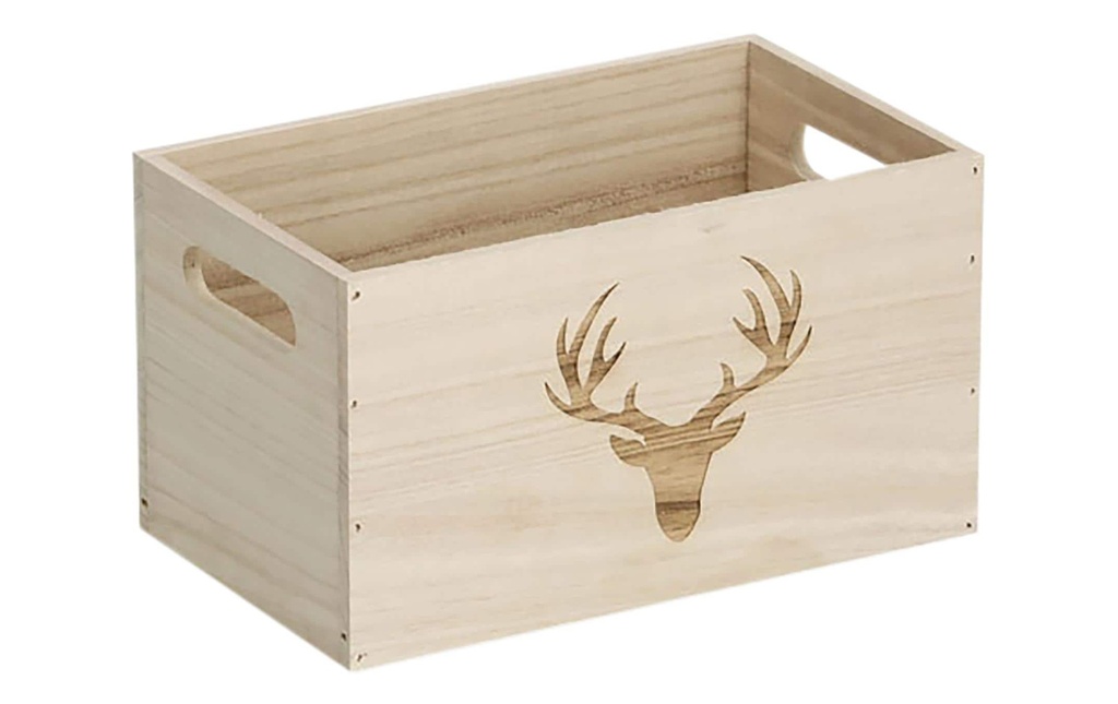 Zeller Present Caisse de rangement avec cerf 25 x 15 x 14 cm, Nature