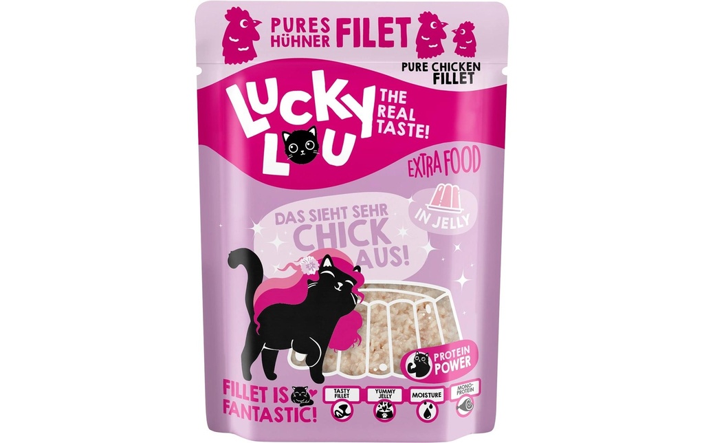 Lucky Lou Alimentation humide Extra Food Filet de poulet en gelée, 70 g