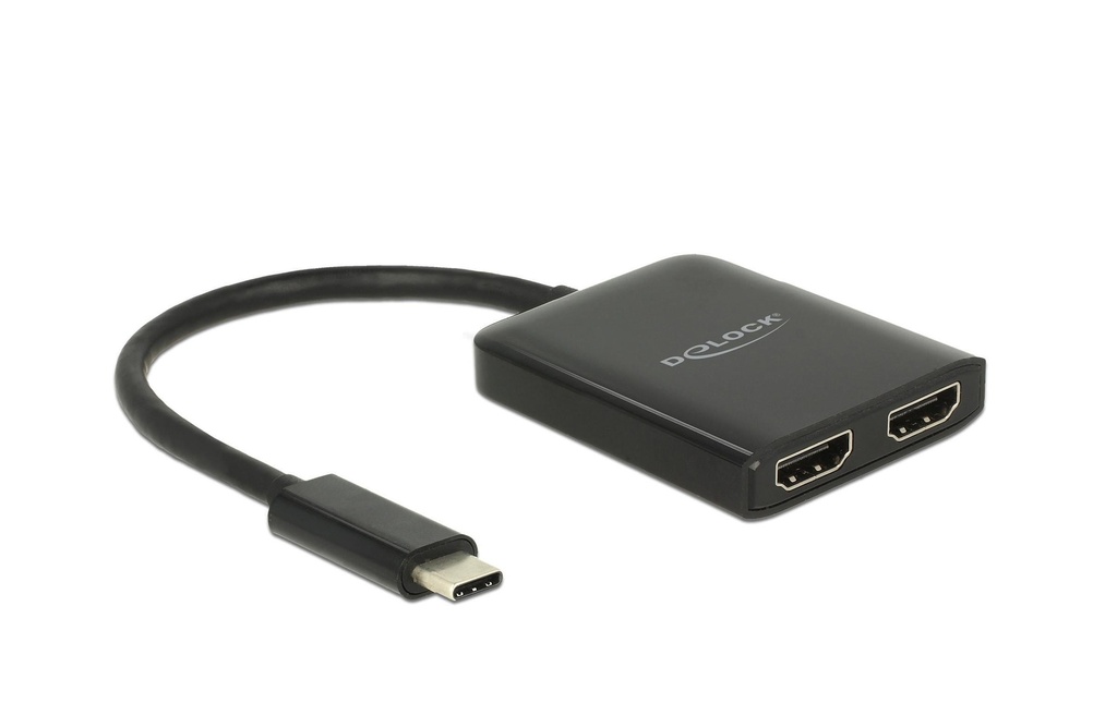 Delock Multiadaptateur USB-C - 2x HDMI out 4K 30Hz Séparateur Noir