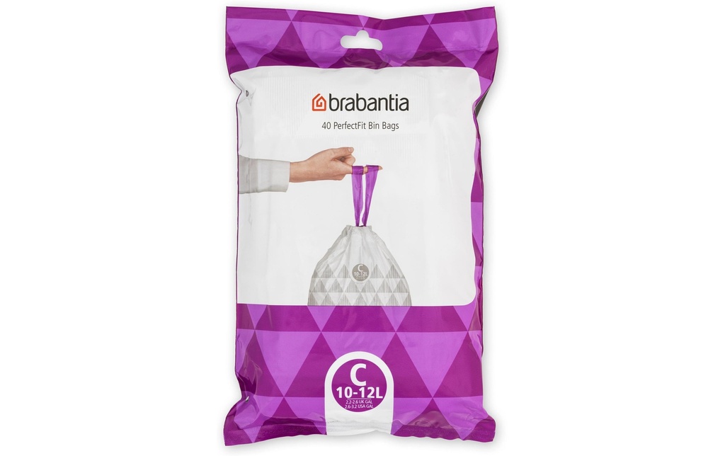 Brabantia Sac à ordures ménagères PerfectFit C 10-12 l, 40 Pièce/s