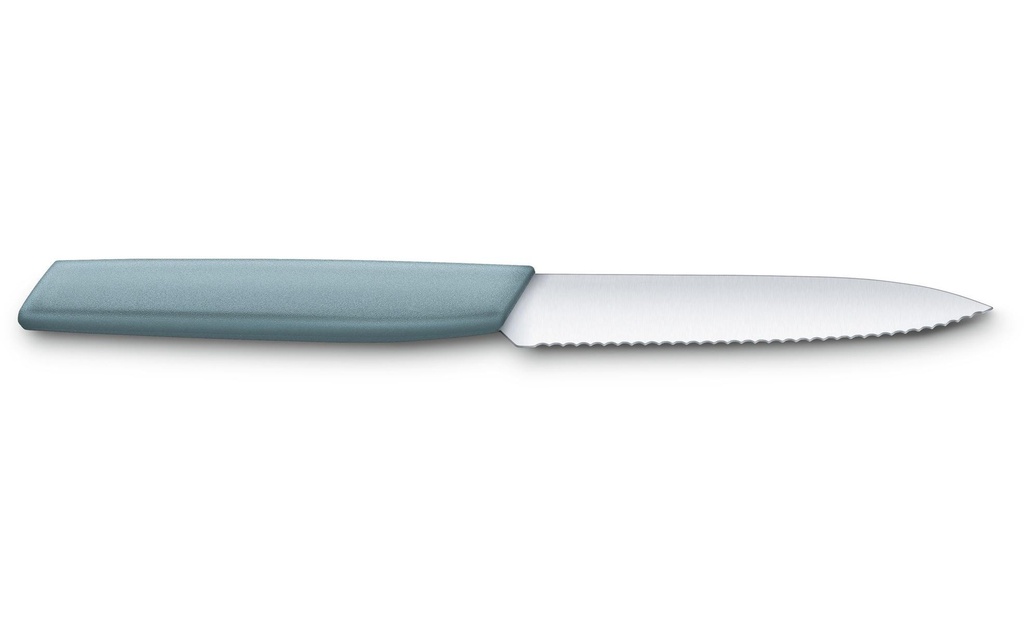 Victorinox Couteau à légumes Swiss Modern avec bord dentelé 10 cm, Bleu clair