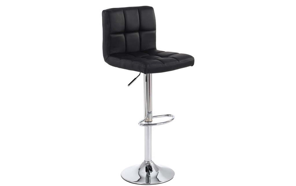 Songmics Tabouret de bar réglable en hauteur, Simili cuir, noir, ensemble de 2
