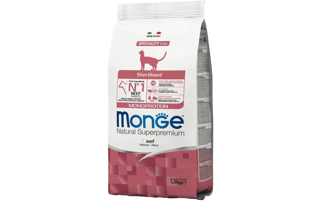 Monge Alimentation sèche Chat Monoprotéine Stérilisé Bœuf 1.5 kg