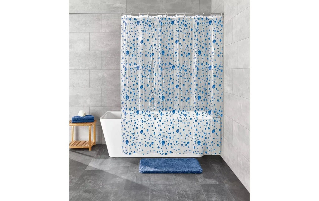 Kleine Wolke Rideau de douche Bubble 180 x 200 cm, Bleu/Transparent