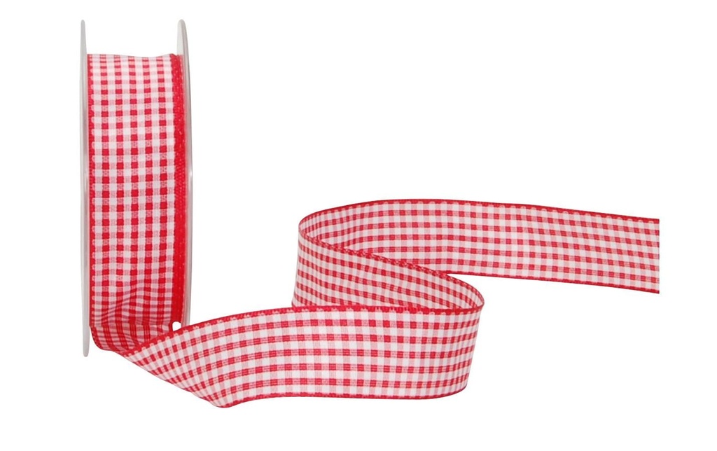 Spyk Ruban cadeau Vichy 25 mm x 20 m, Rouge/Blanc