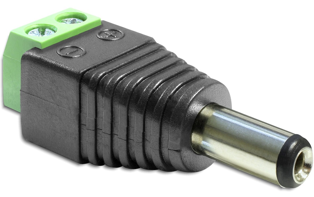 Delock Connecteur à fiche creuse CC 5.5 x 2.5 mm mâle > Bornier 2 broches