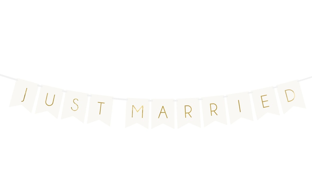 Partydeco Guirlande Just Married 15 x 155 cm, Blanc/Or