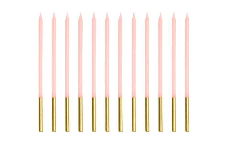 Partydeco Bougie Rose, 14 cm, 12 pièces