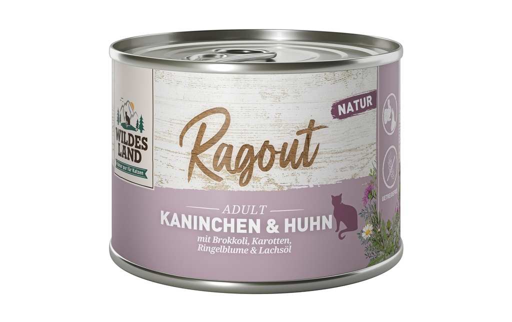 Wildes Land Alimentation humide Ragoût de lapin & de poulet 6 x 180 g
