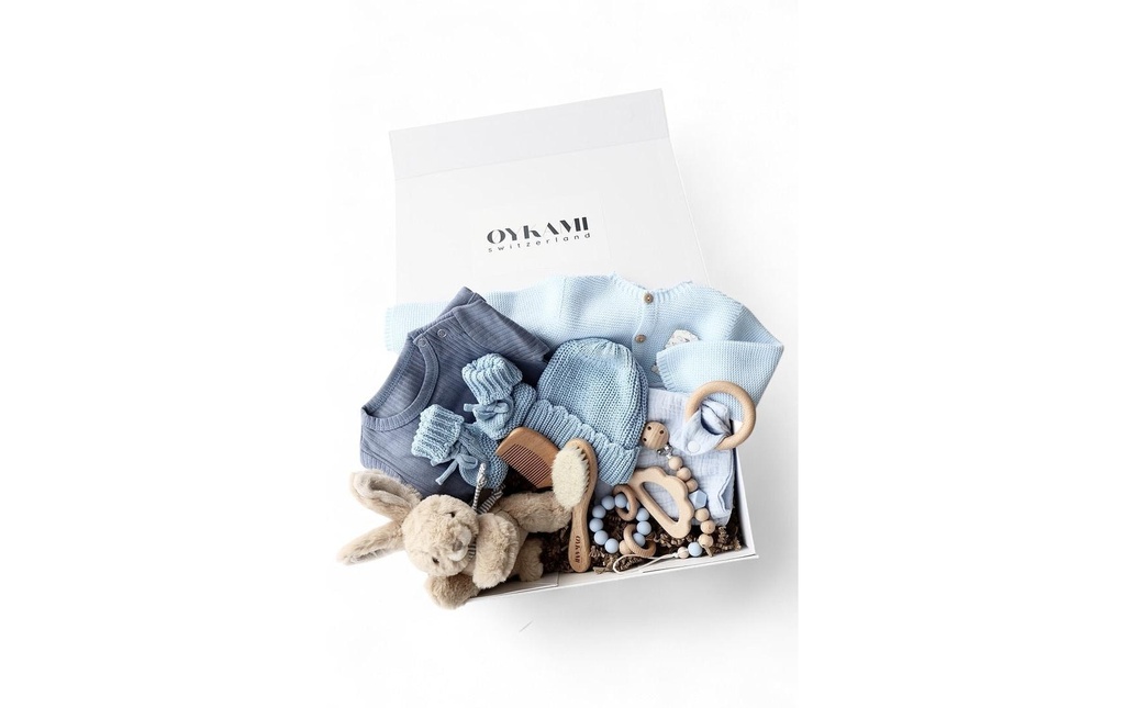 Oykami Coffret cadeau pour bébé Bleu Vérona Lapin Marron