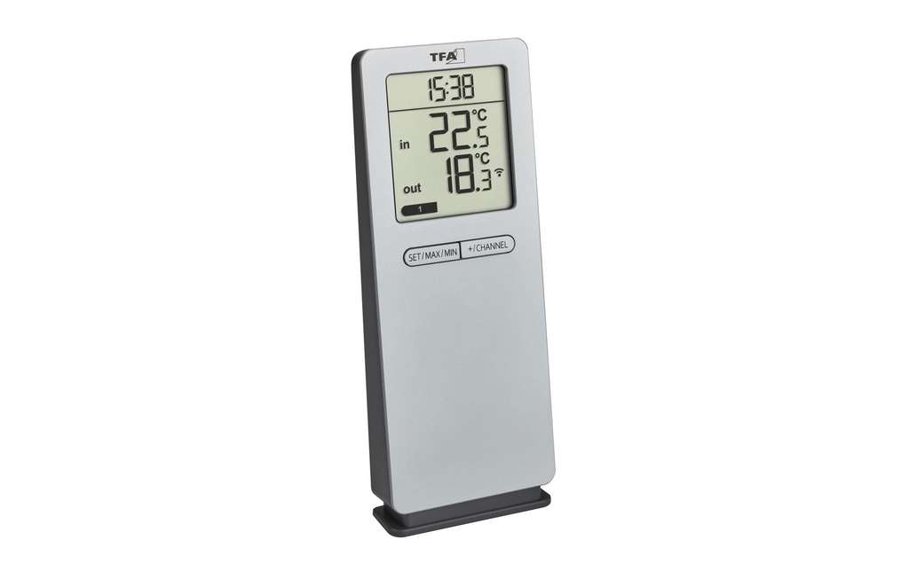 TFA Dostmann Thermomètre radio NeoLogo, Argent