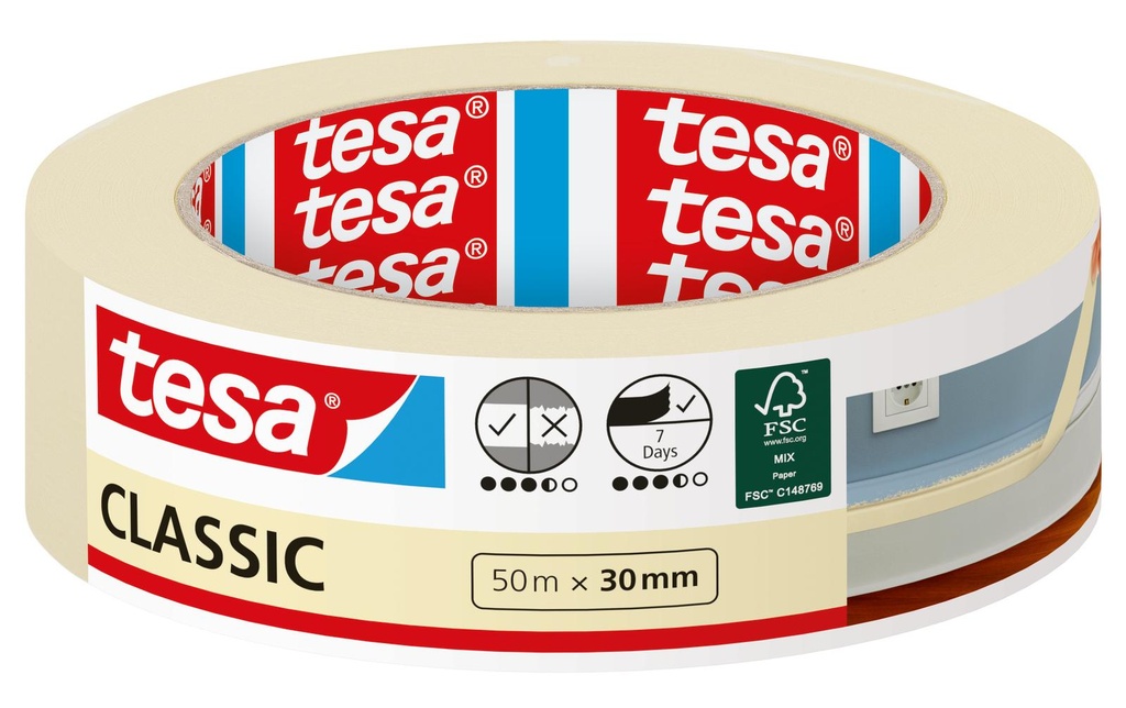 tesa Ruban de peintre CLASSIC 50 m x 30 mm