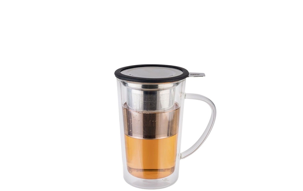 GEFU Set de thé Mira 235 ml, Transparent/Noir/Argenté
