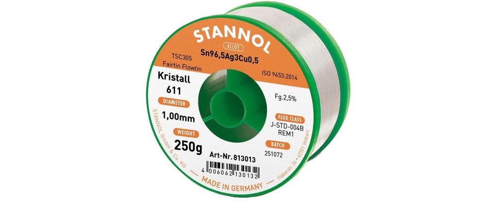 Stannol Étain à braser Kristall 611 TSC Ø 1.0 mm 250 g