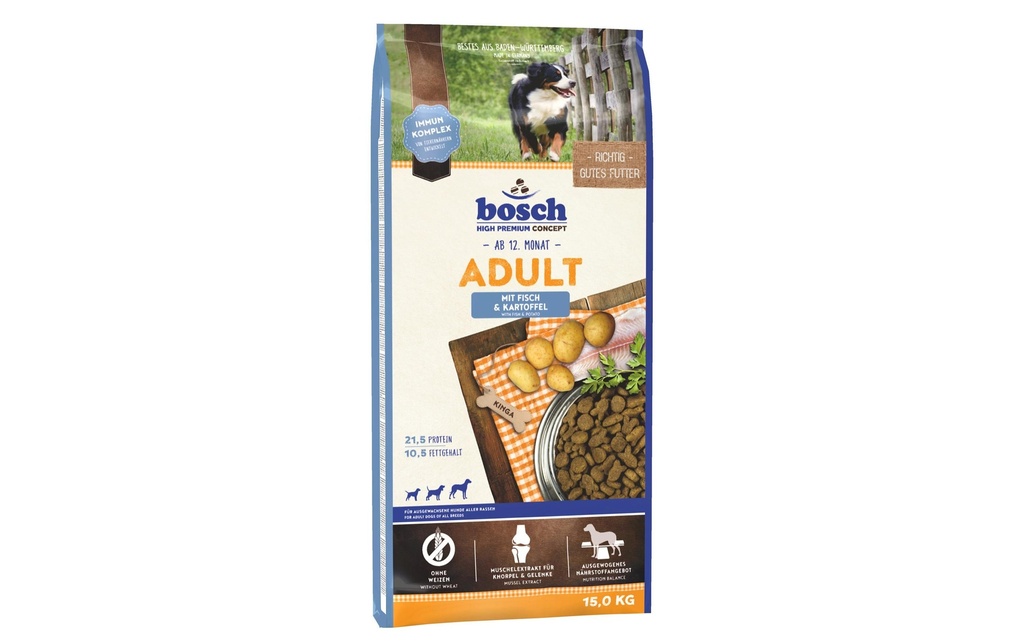 Bosch Tiernahrung Alimentation sèche Adulte Poisson et pommes de terre, 15 kg