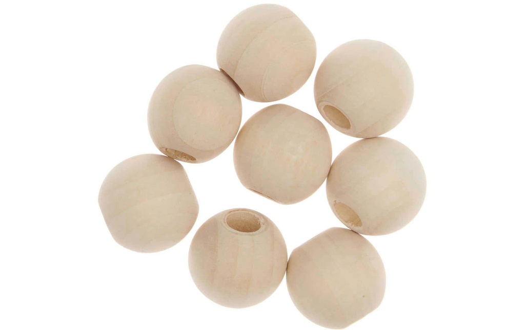 Rico Design Billes de bois Macramé Nature, 8 pièces