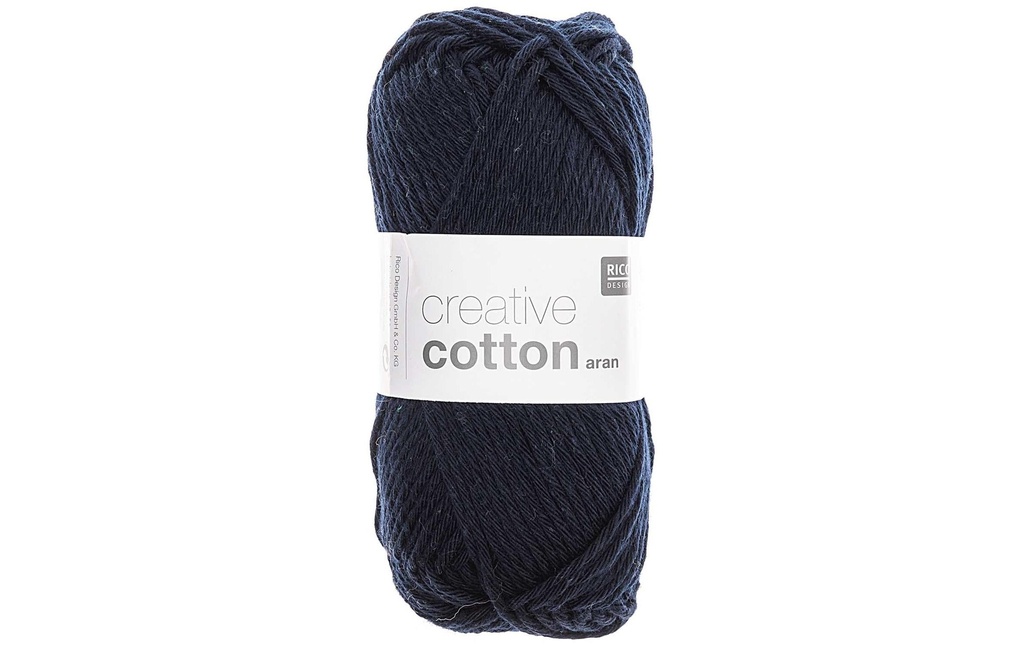 Rico Design Laine Creative Cotton Aran 50 g, Bleu marine