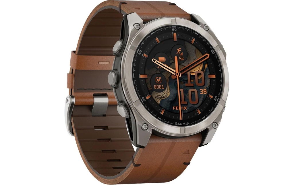 GARMIN Montre de sport Fenix 8 AMOLED Sapphire, 51 mm Marron