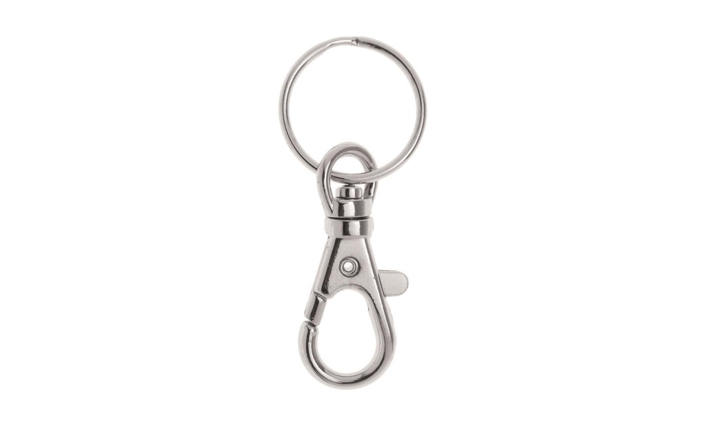 Glorex Porte-clés avec mousqueton, Ø 25 mm, argent