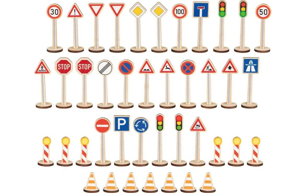 Goki Ensemble de jeu Mon grand set de panneaux de signalisation 40 pièces