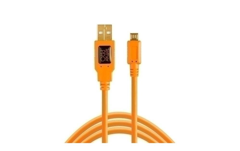 Tether Tools Câble TetherPro USB 2.0 vers Micro-B 5 broches, 4.6 m Orange