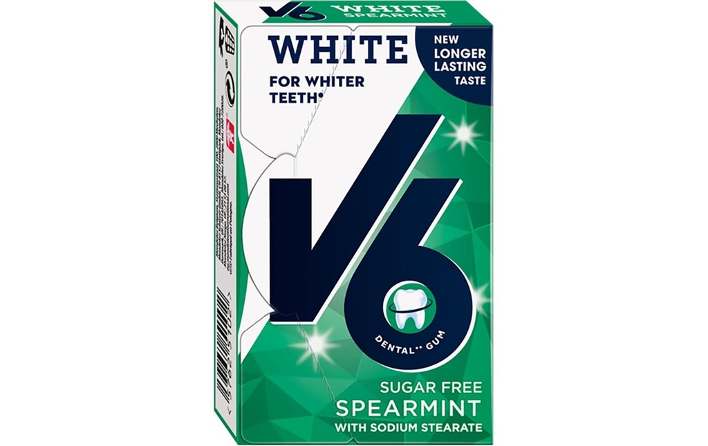 V6 Chewing-gum Menthe blanche 24 g