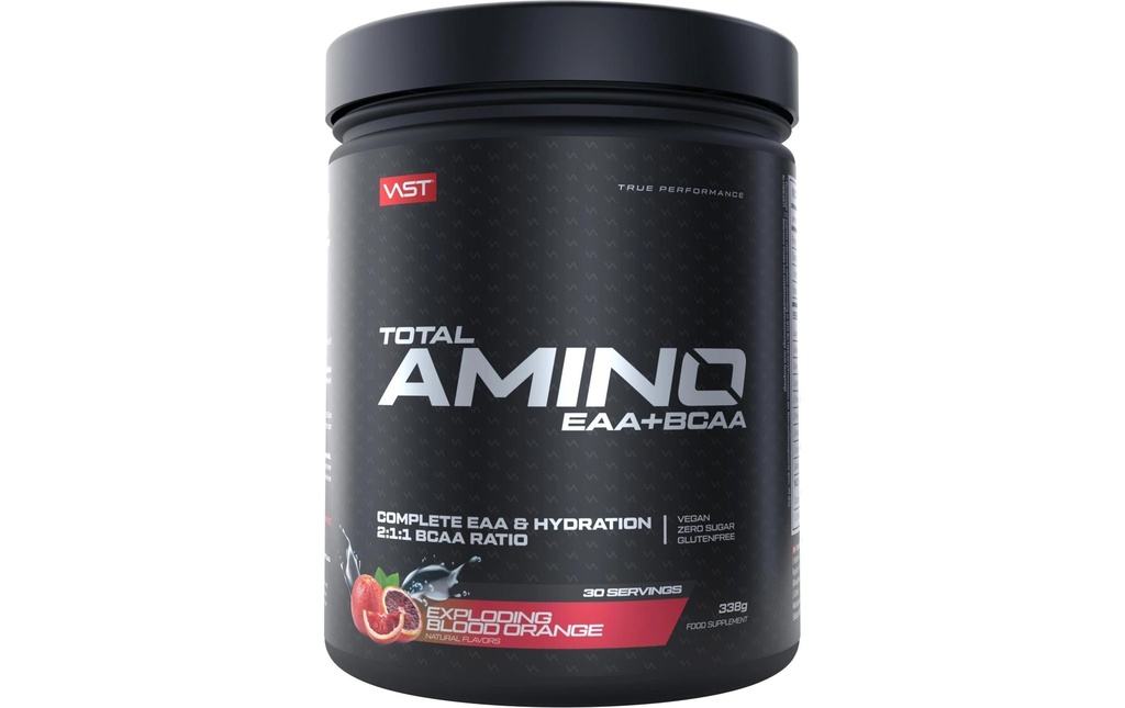 VAST Poudre Total Amino EAA+ boîte: 381g, Orange sanguine explosive