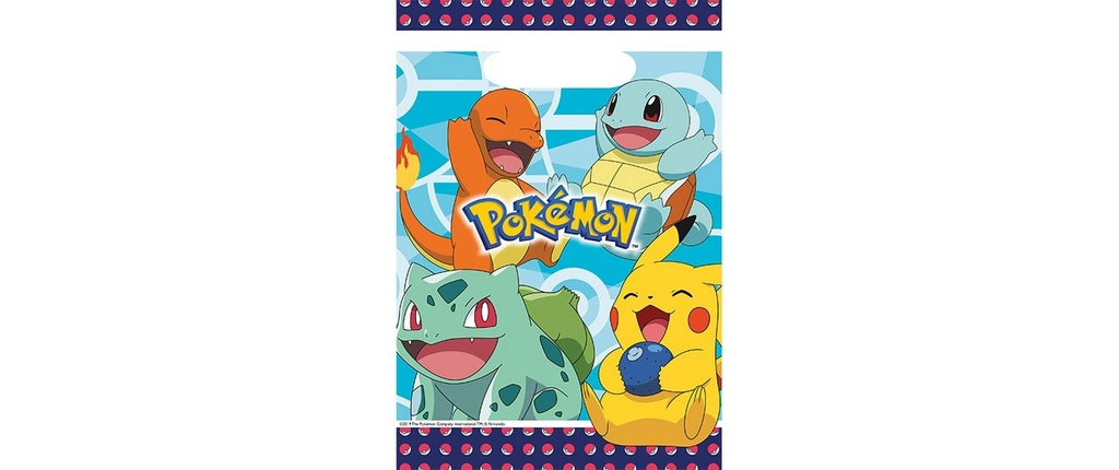 Amscan Sac cadeau Pokémon 8 pièces, 30.5 x 18 x 0.5 cm