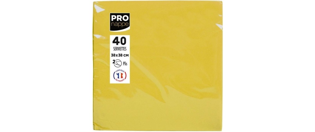 PRO nappe Serviettes en papier Jaune 38 cm x 38 cm, 40 Pièce/s