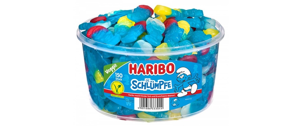 Haribo Int. Bonbons gommeux Schtroumpfs végétariens 150 pièces