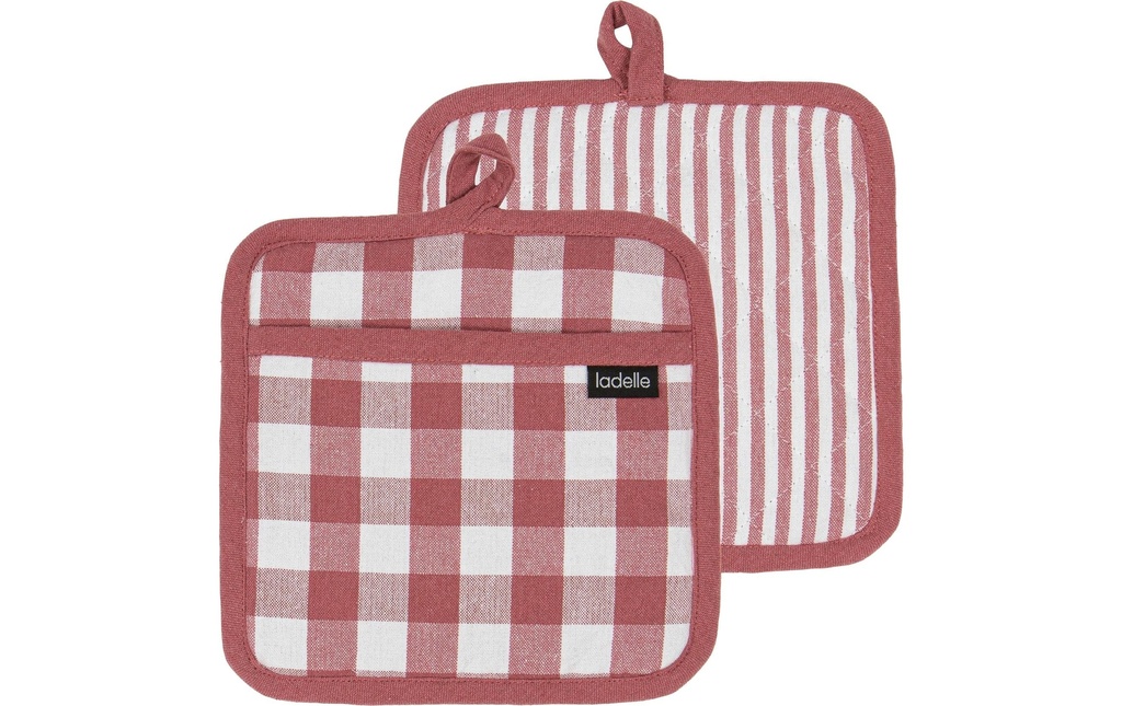 Ladelle Maniques Eco vichy 2 pièces, rouge/blanc