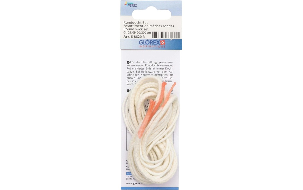 Glorex Mèches pour bougie 3 x 1 m Blanc
