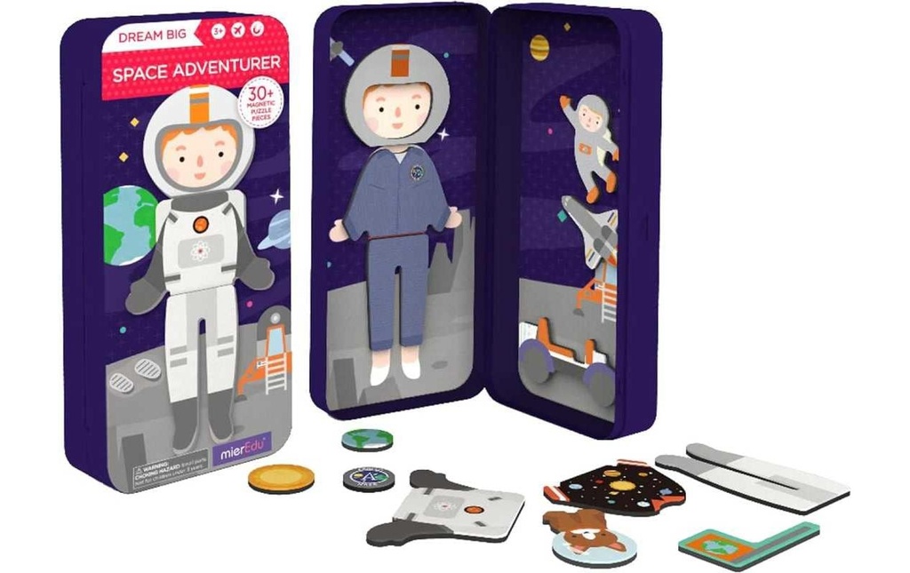 mierEdu Jeux d’enfant Boîte de jeu magnétique de voyage – Astronaute