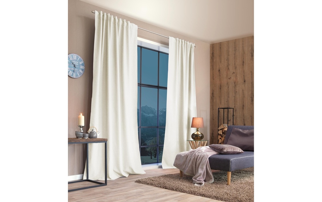 Stotz Decor AG Rideaux opaques avec galons autoplissants Samedan 135 cmx225 cm,  Blanc de laine