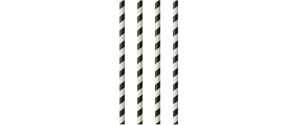 Papstar Paille Stripes 20 cm D 6 mm 100 Pièce/s, Noir/Blanc
