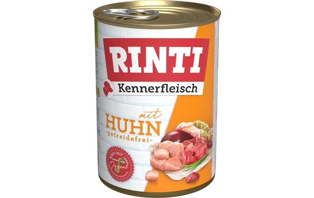Rinti Alimentation humide Kennerfleisch pur boîte de poulet, 400 g