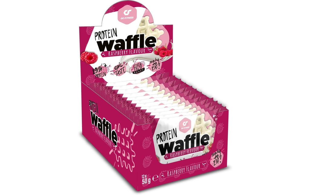 Go Fitness Barre Nutrition Protein Waffle Raspberry 12 x 50g