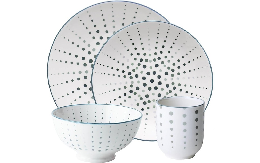 Lunasol Set d’assiettes Elements Asia Earth 24 pcs. gris/blanc