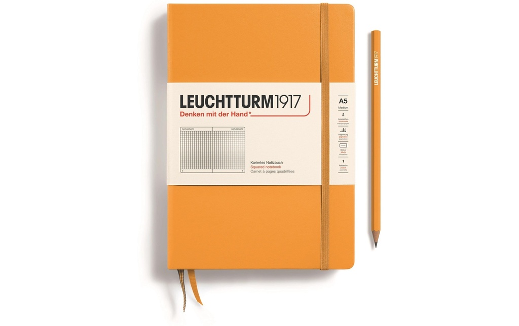 Leuchtturm Bloc-notes Medium A5, À carreaux, Orange
