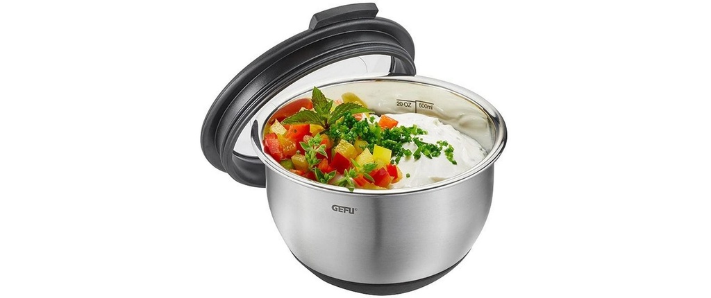 GEFU Bol mélangeur Muovo 0.6 l, Noir/Argenté