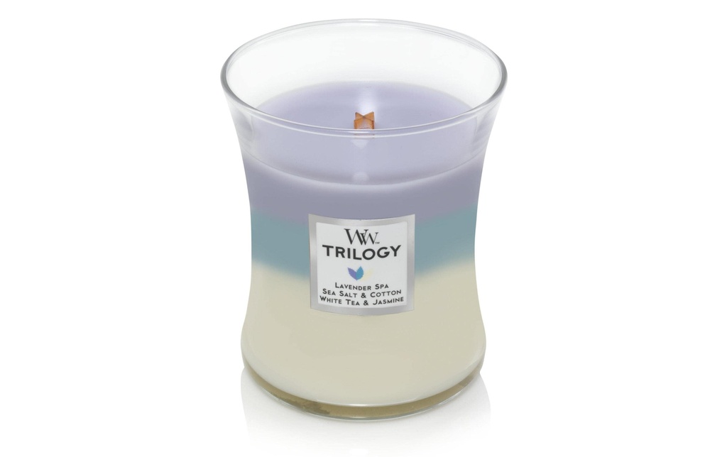 Woodwick Bougie parfumée Trilogy Calming Retreat Medium Jar