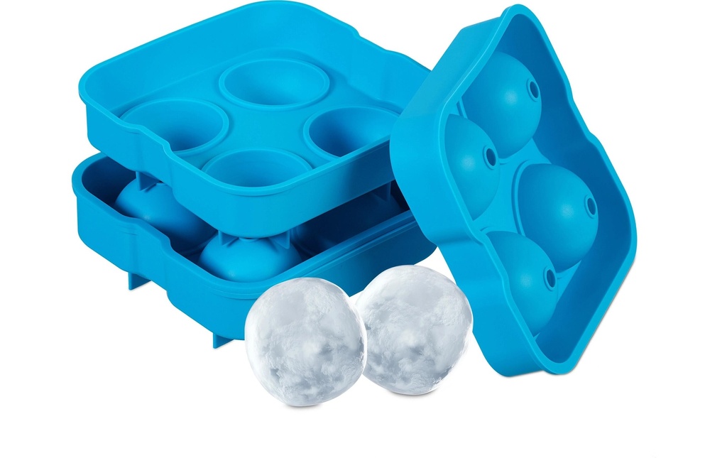 relaxdays Moule à glaçon Boule 2 pièces, Bleu