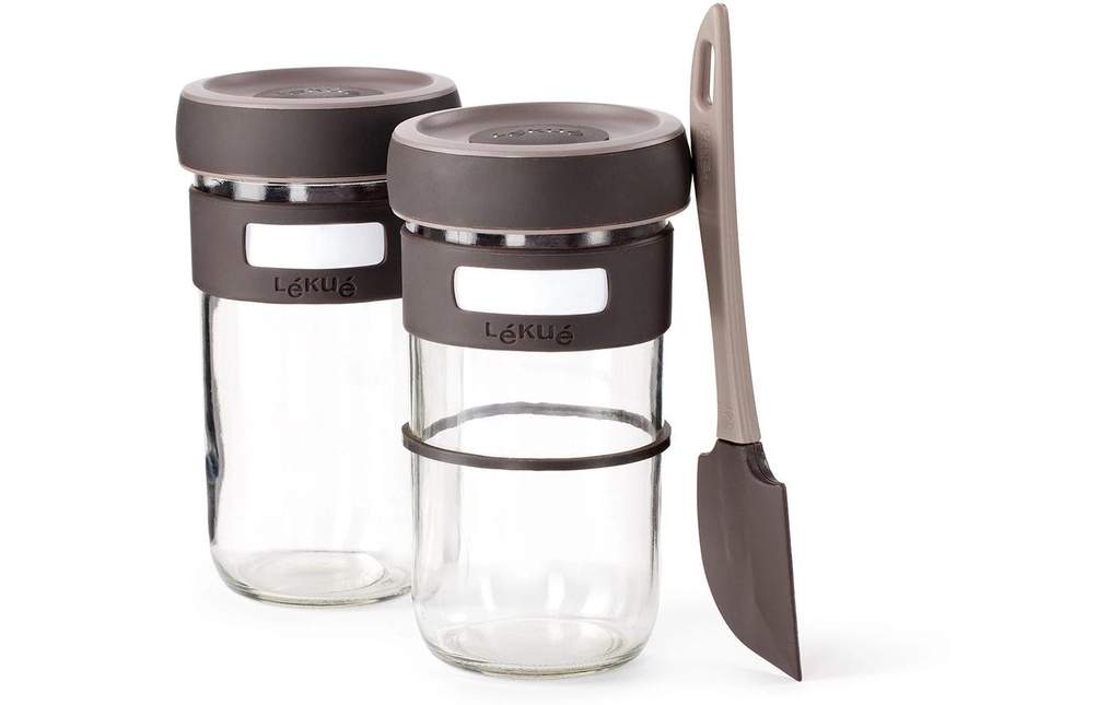 Lékué Pot à levain 0.7 l, verre, 2 pièces