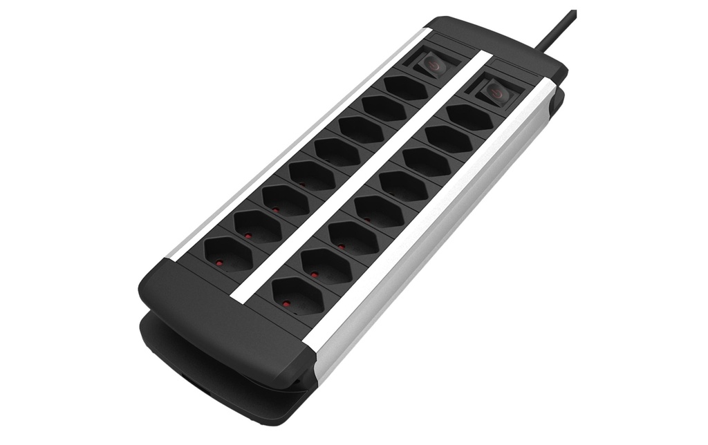 Schönenberger Bloc multiprises ALU 16x T13, 2x interrupteur